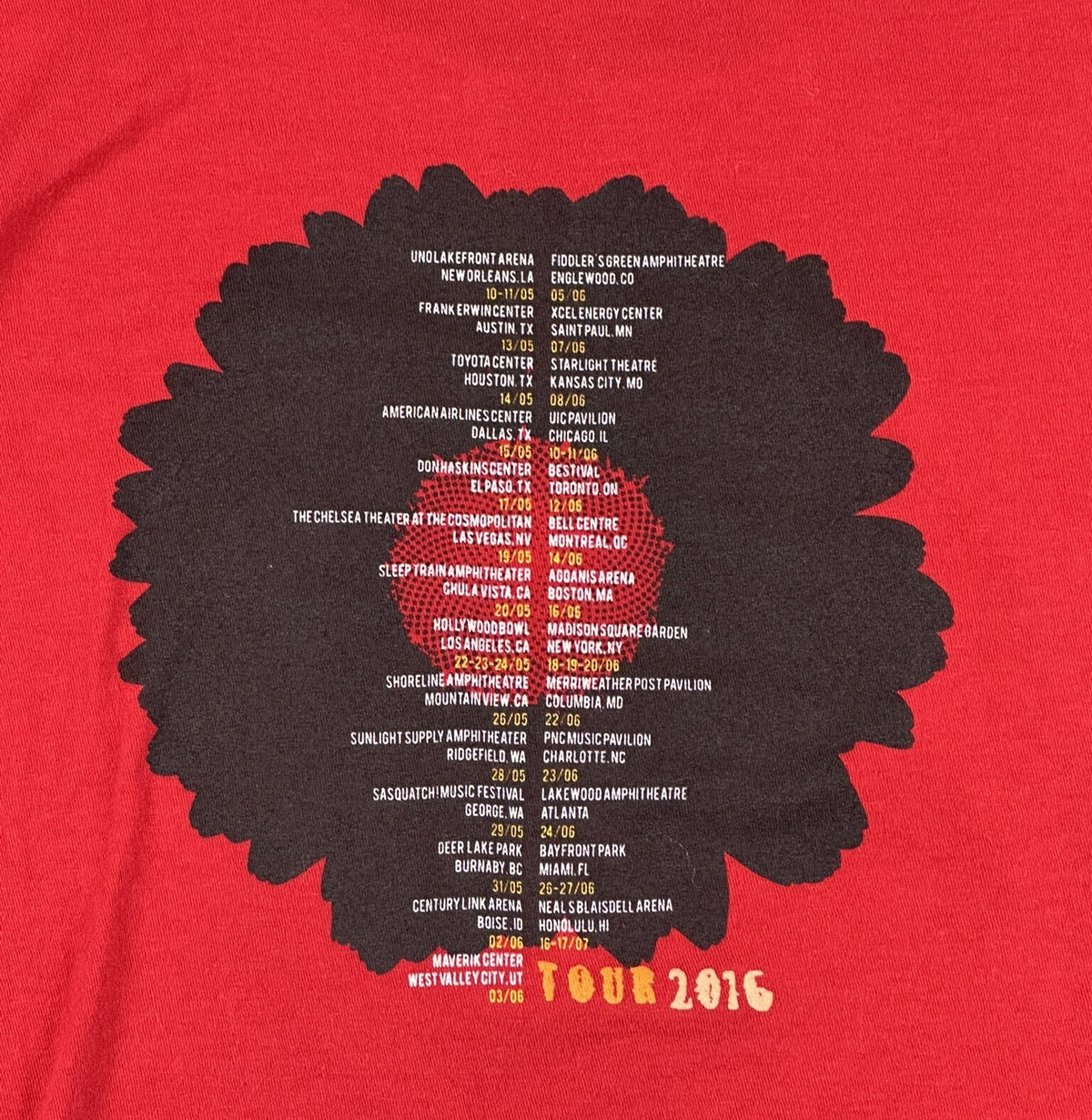 The Cure 2016 North American Tour Concert Band T-Shirt Red Sunburst Mens Medium