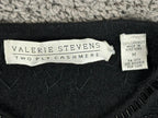 Vintage Valerie Stevens Womens M Black 100% Cashmere Beaded Cardigan Flaw