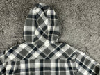 Hang Ten Mens Large L Black Gray Plaid Flannel Hooded Quilted Lined Jacket