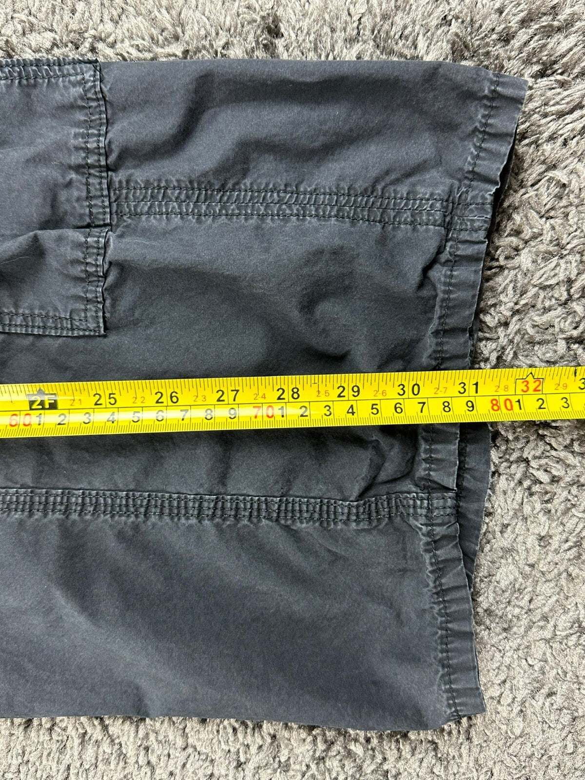 Zara Mens Wide Leg Cargo Pants Baggy Multi Pocket Washed Gray Black Size M