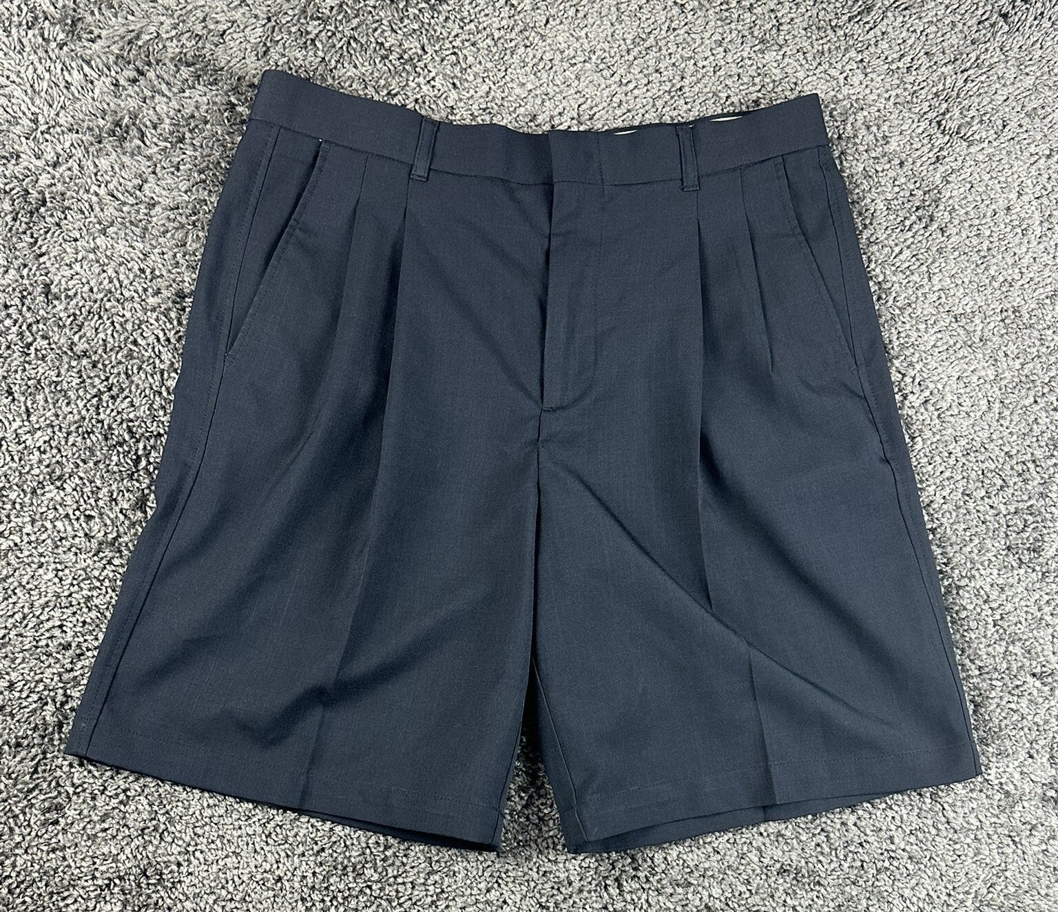 Arnold Palmer Mens Golf Shorts Navy Blue 34 Pleated 9 Inseam Polyester