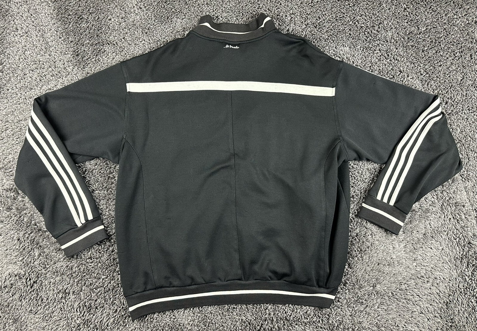Vintage 2004 Adidas Track Jacket Mens Black White 3 Stripes Y2K Full Zip Sz 2XL