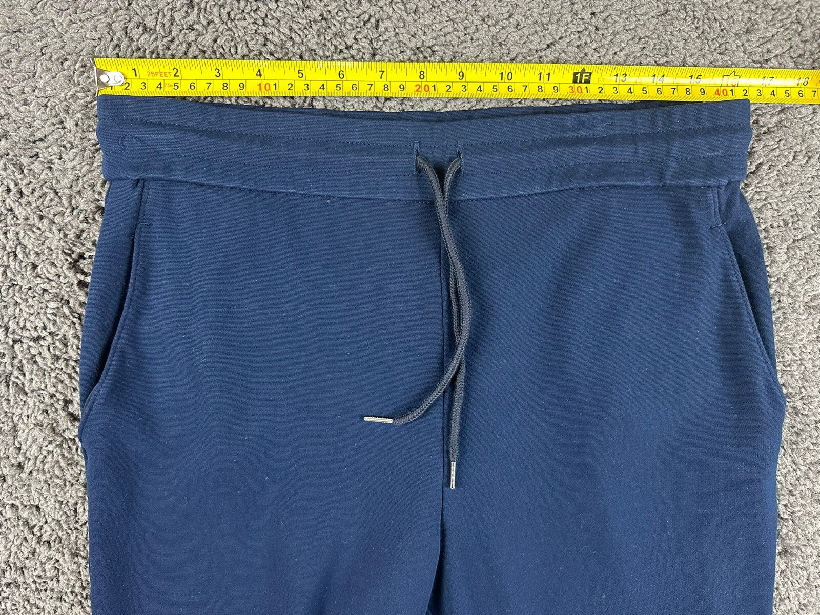 St John Womens Pants Navy Blue M Elastic Drawstring Straight Leg Stretch Knit