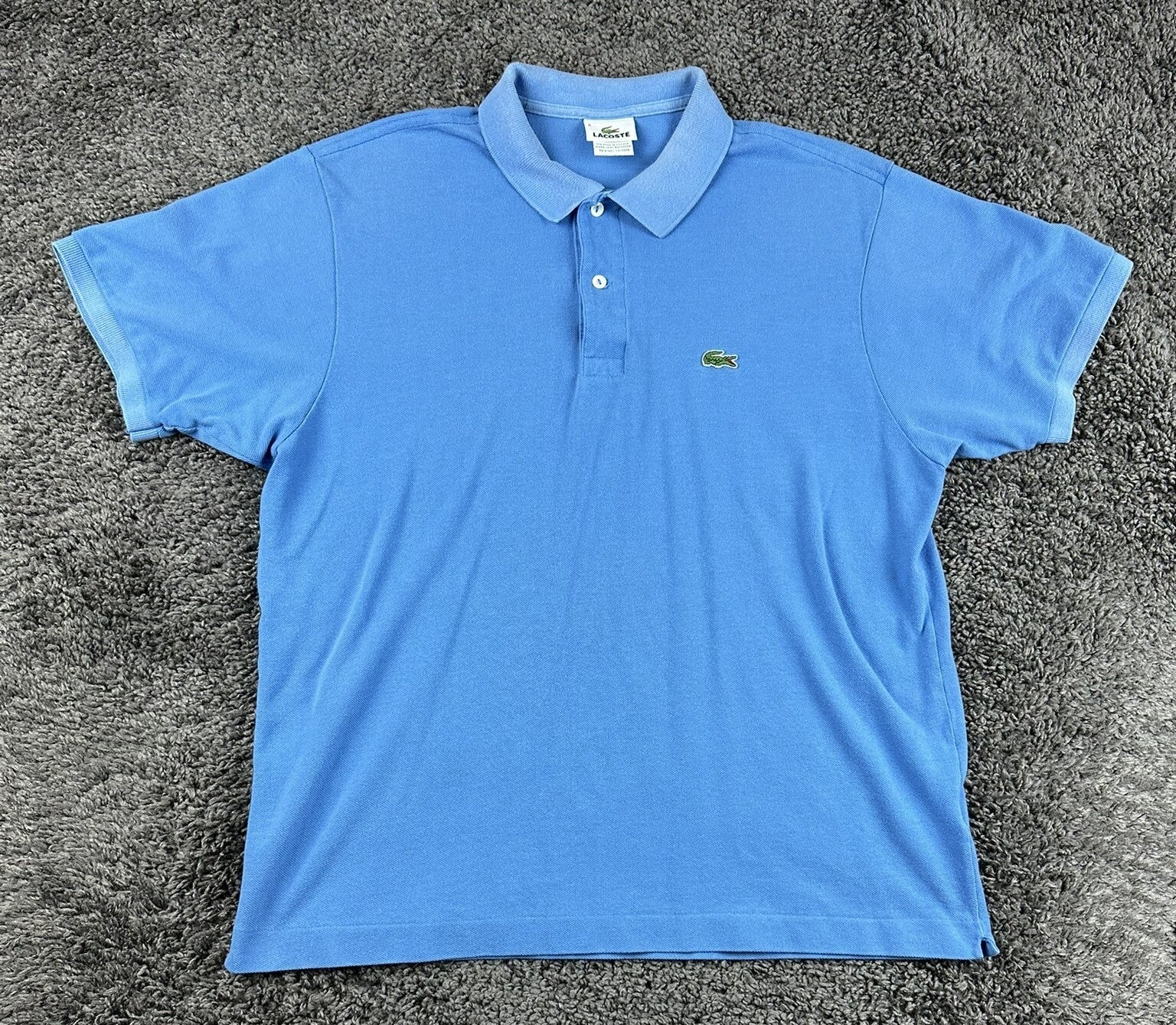 Lacoste Mens Polo Shirt Light Blue Pique Short Sleeve Crocodile Logo Size 6