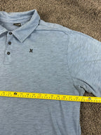 Hurley Mens XXL Polo Shirt Blue Heathered Short Sleeve Casual Cotton Blend Top