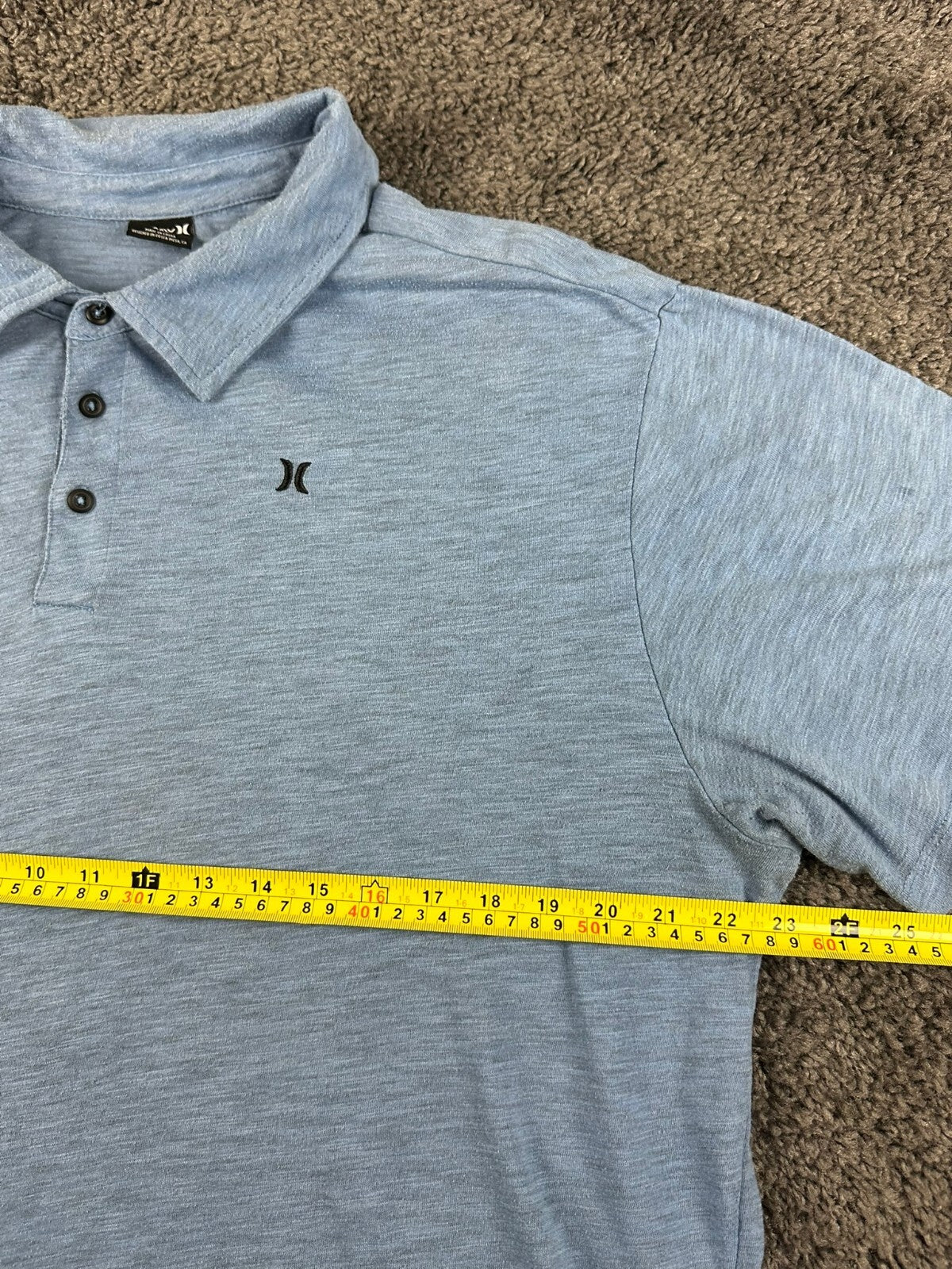Hurley Mens XXL Polo Shirt Blue Heathered Short Sleeve Casual Cotton Blend Top