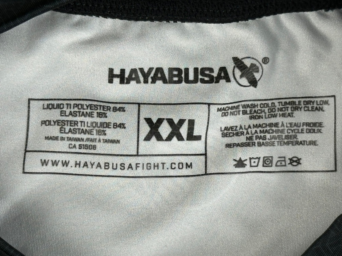 Hayabusa Mens XXL Black Geo Liquid Ti Long Sleeve Rash Guard Compression Shirt