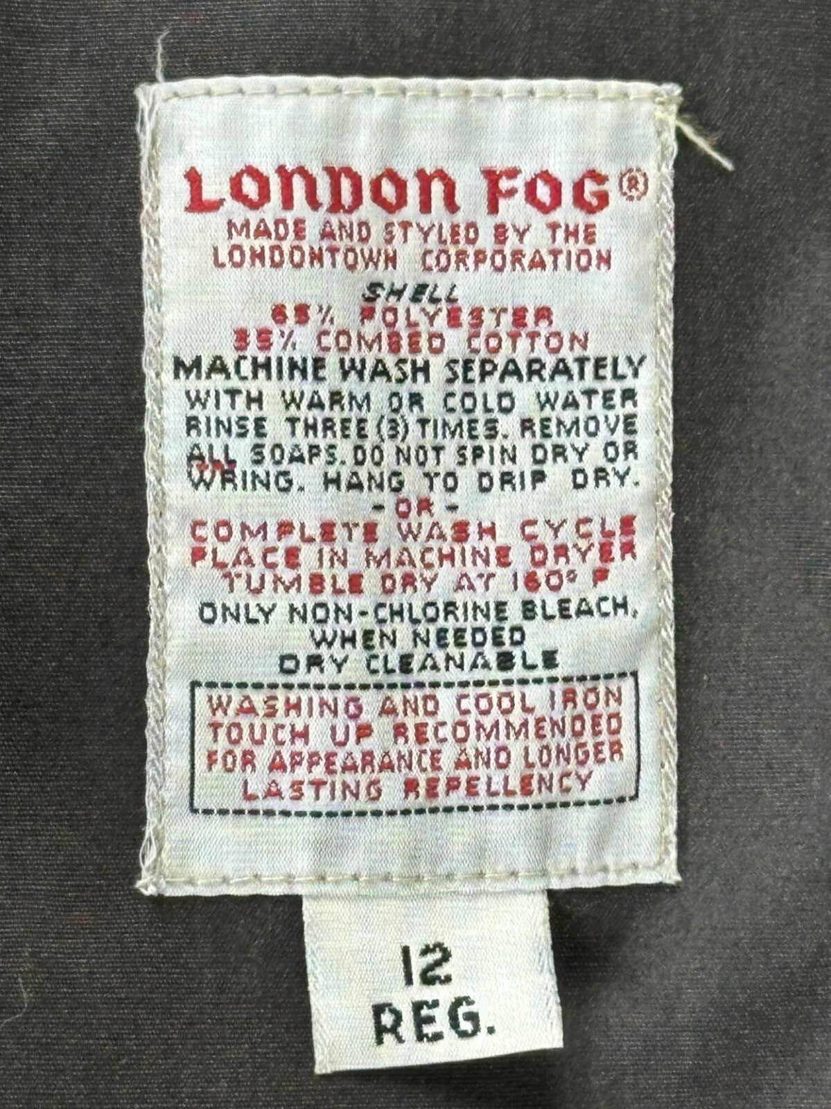 London Fog Vintage Maincoats Womens 12 Reg Gray Thinsulate Lined Trench Coat