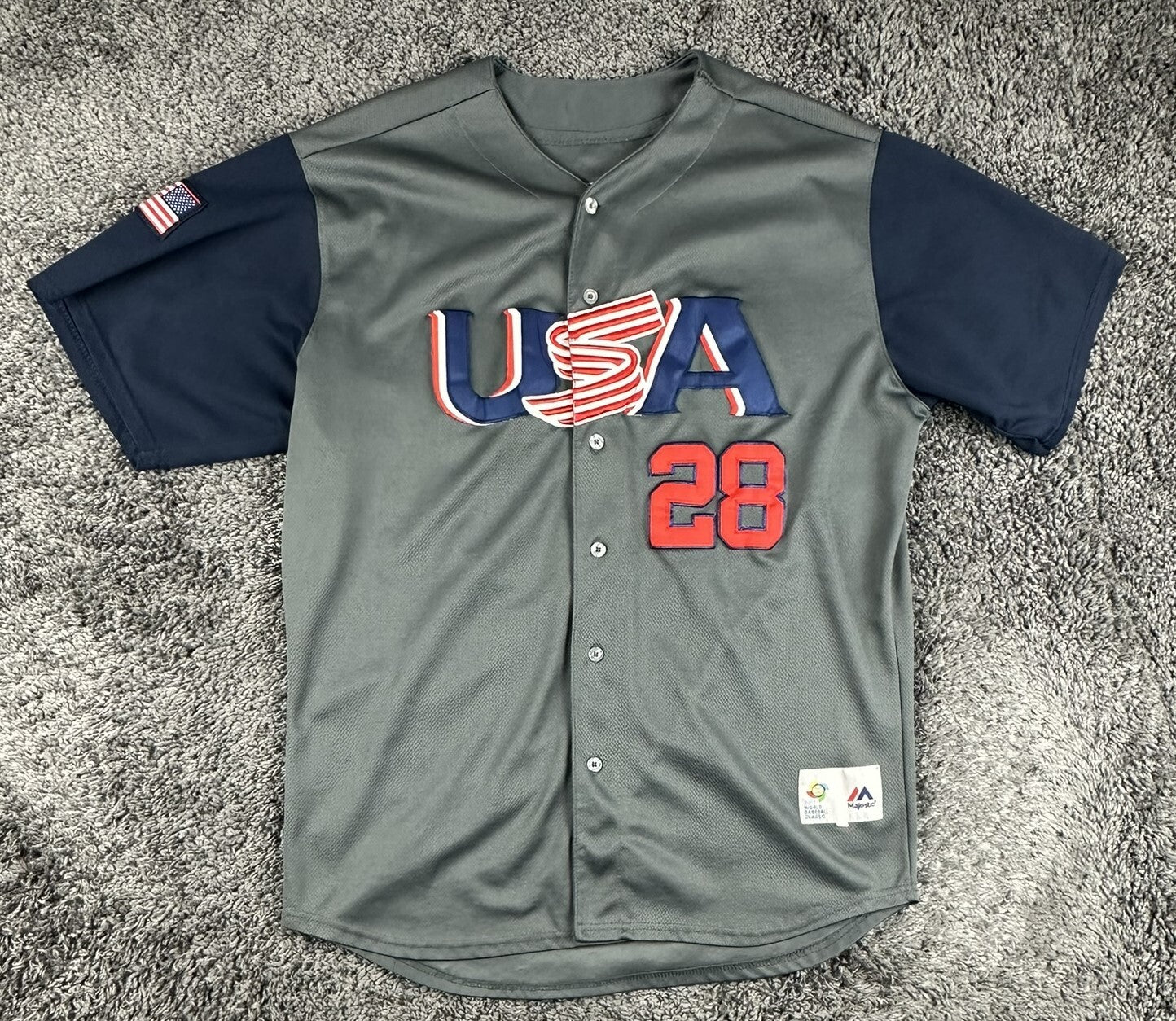 Majestic Buster Posey Team USA 2017 World Baseball Classic Jersey Gray Size 48