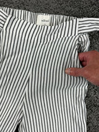 Aritzia Wilfred Faun Pants Womens Striped Wide Leg Cropped Tie Waist Sz XS