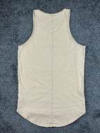 Vanquish Fitness VQ Mens M Tan Khaki Longline Curved Hem Tank Top Stringer