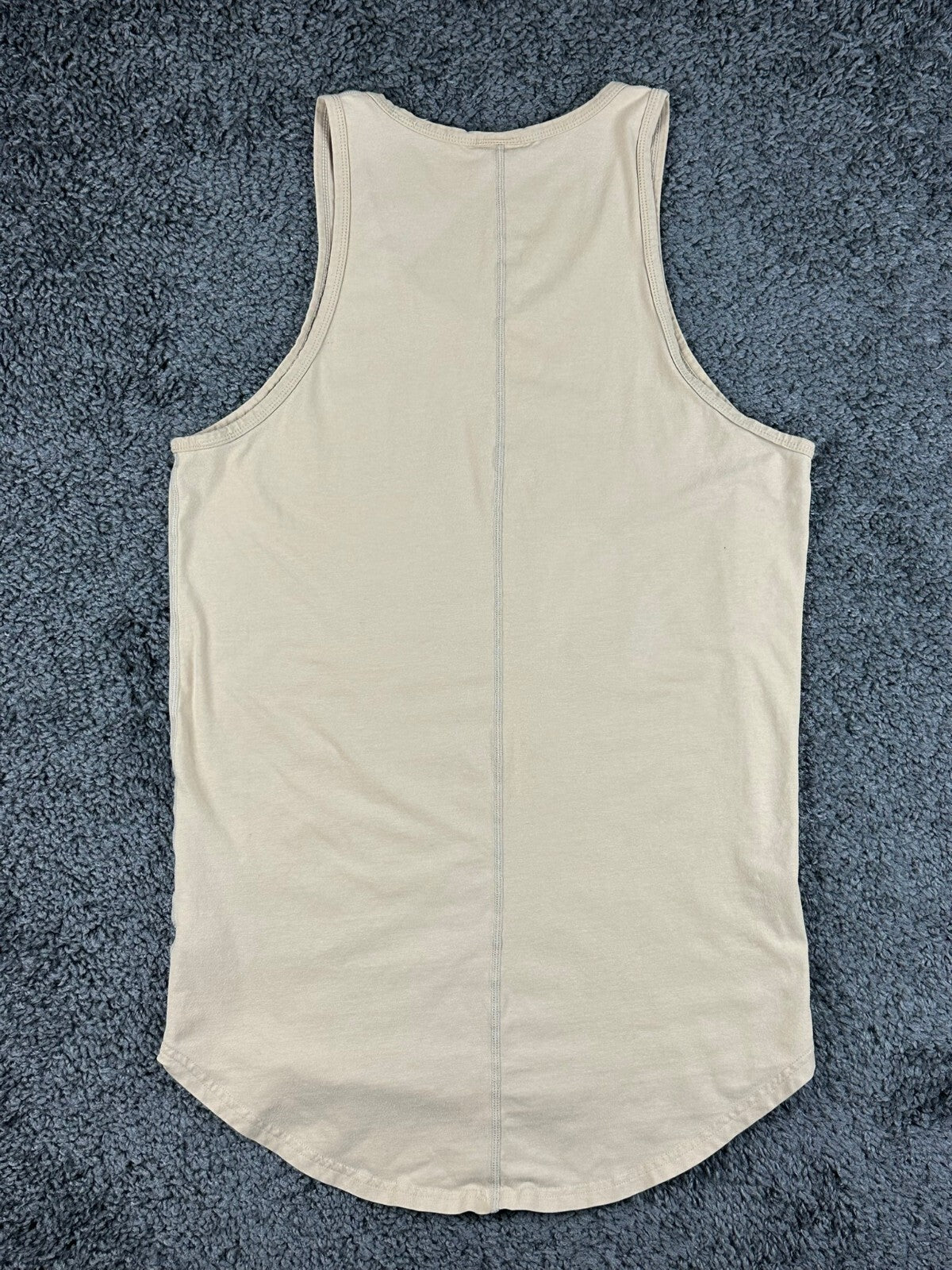 Vanquish Fitness VQ Mens M Tan Khaki Longline Curved Hem Tank Top Stringer