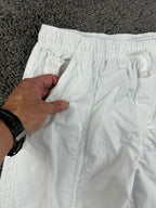 ZARA Mens Large White Cotton Parachute Pants Drawstring Cuffs Wide Leg Track
