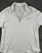 Nike Swift Dri-FIT UV 1/4 Zip Running Top Women White Long Sleeve Thumbholes L