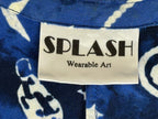 Vintage Splash Wearable Art Blue Rayon Celestial Moon Stars Midi Medium Dress