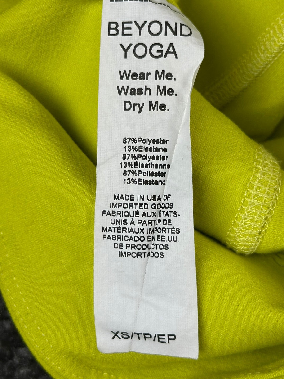 Beyond Yoga Womens XS Neon Yellow Spacedye Square Neck Bra & Midi Legging Set
