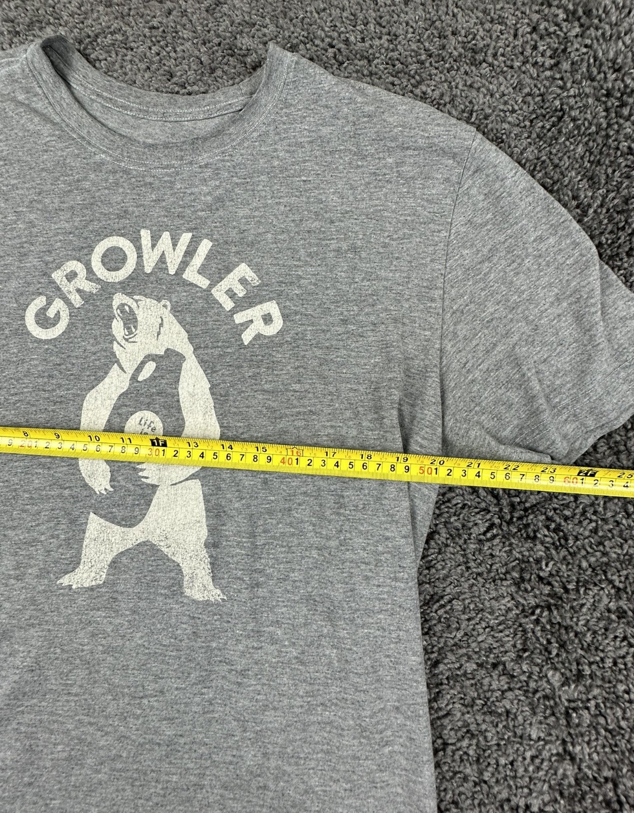 Life is Good Men Crusher Tee Gray Growler Bear Craft Beer Graphic Shirt Sz Large