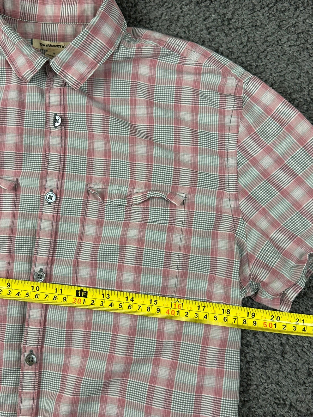 John Varvatos USA Men's Plaid Cotton Short Sleeve Button Down Shirt Small