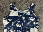 Vintage Hilo Hattie Womens XL Navy Blue Hawaiian Island Map Tank Dress USA