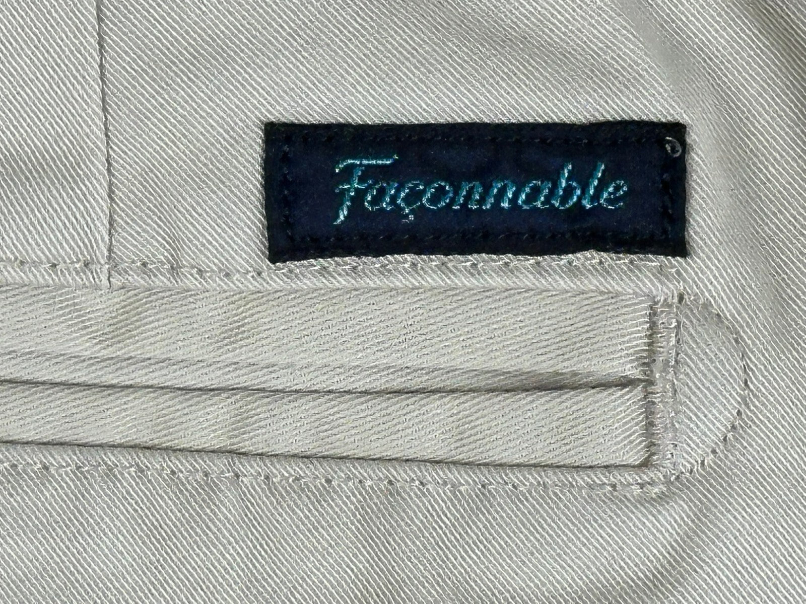 Faconnable Mens Chino Pants Flat Front Beige Tan Cotton Stretch Trousers Sz 38