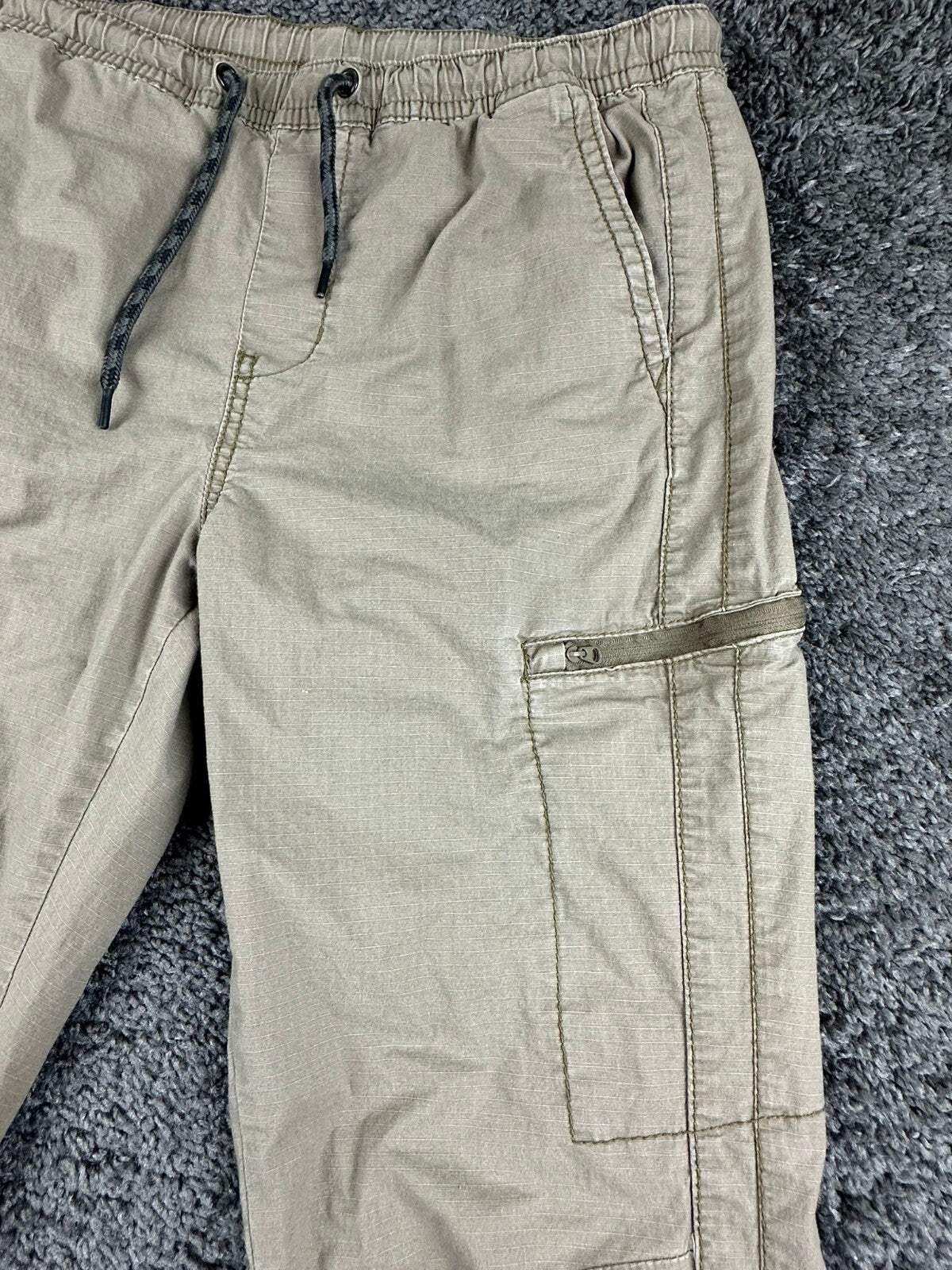 Union Mens M Khaki Stretch Cargo Jogger Pants Zipper Pockets