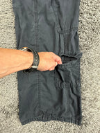 Zara Mens Wide Leg Cargo Pants Baggy Multi Pocket Washed Gray Black Size M
