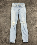 Good American Womens 0/25 Light Wash Good Legs Low Crop Skinny Jeans