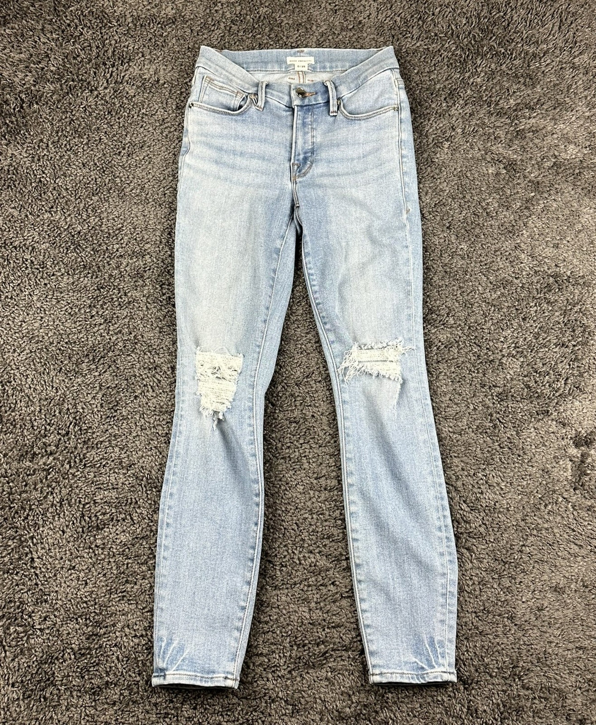 Good American Womens 0/25 Light Wash Good Legs Low Crop Skinny Jeans