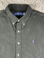 Ralph Lauren Mens XL Black Button Down Shirt Purple Pony Long Sleeve Casual