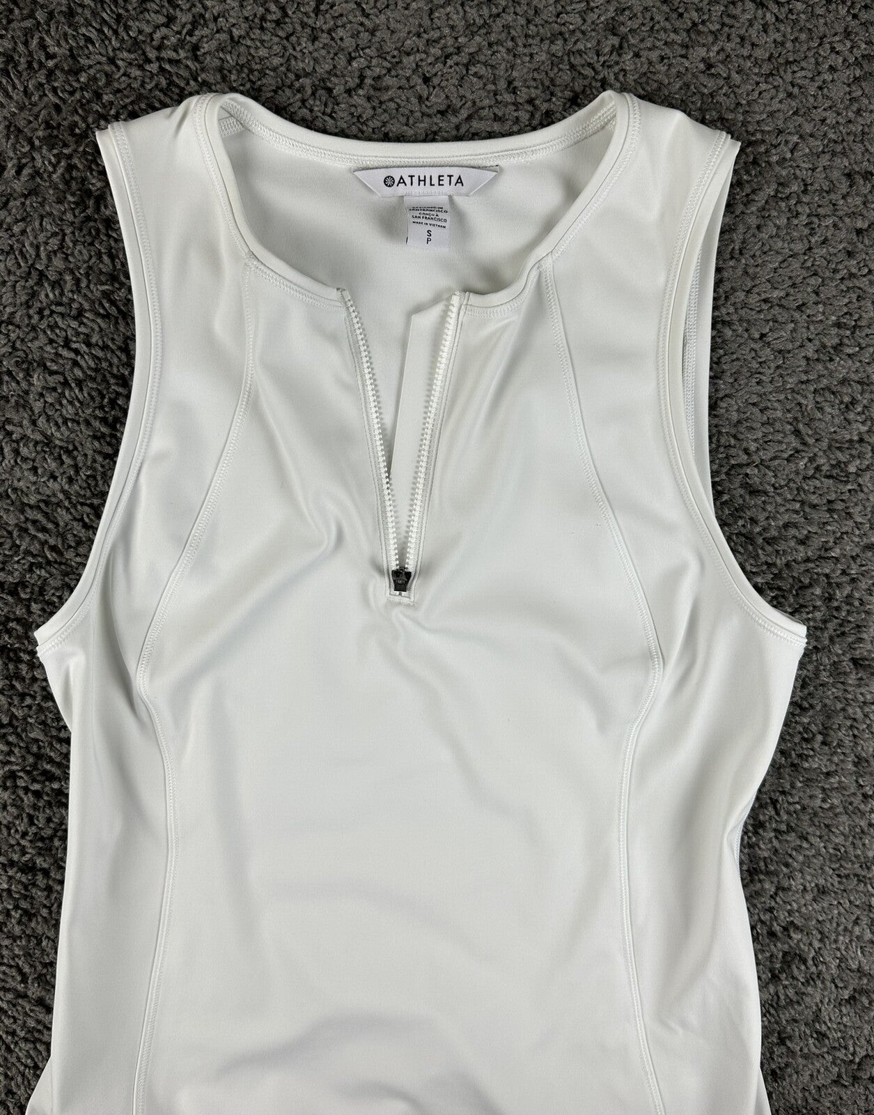 Athleta Ace Tennis Dress Womens White 1/4 Zip Golf Pickleball Stretch Sz SP