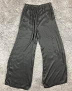 Bella Dahl Womens Black Wide Leg Pants High Waist Cupro Rayon Silky Pockets Sz M
