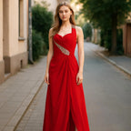Dancing Queen Prom Dress/Evening Gown Women's Red Rhinestones  Sz XS