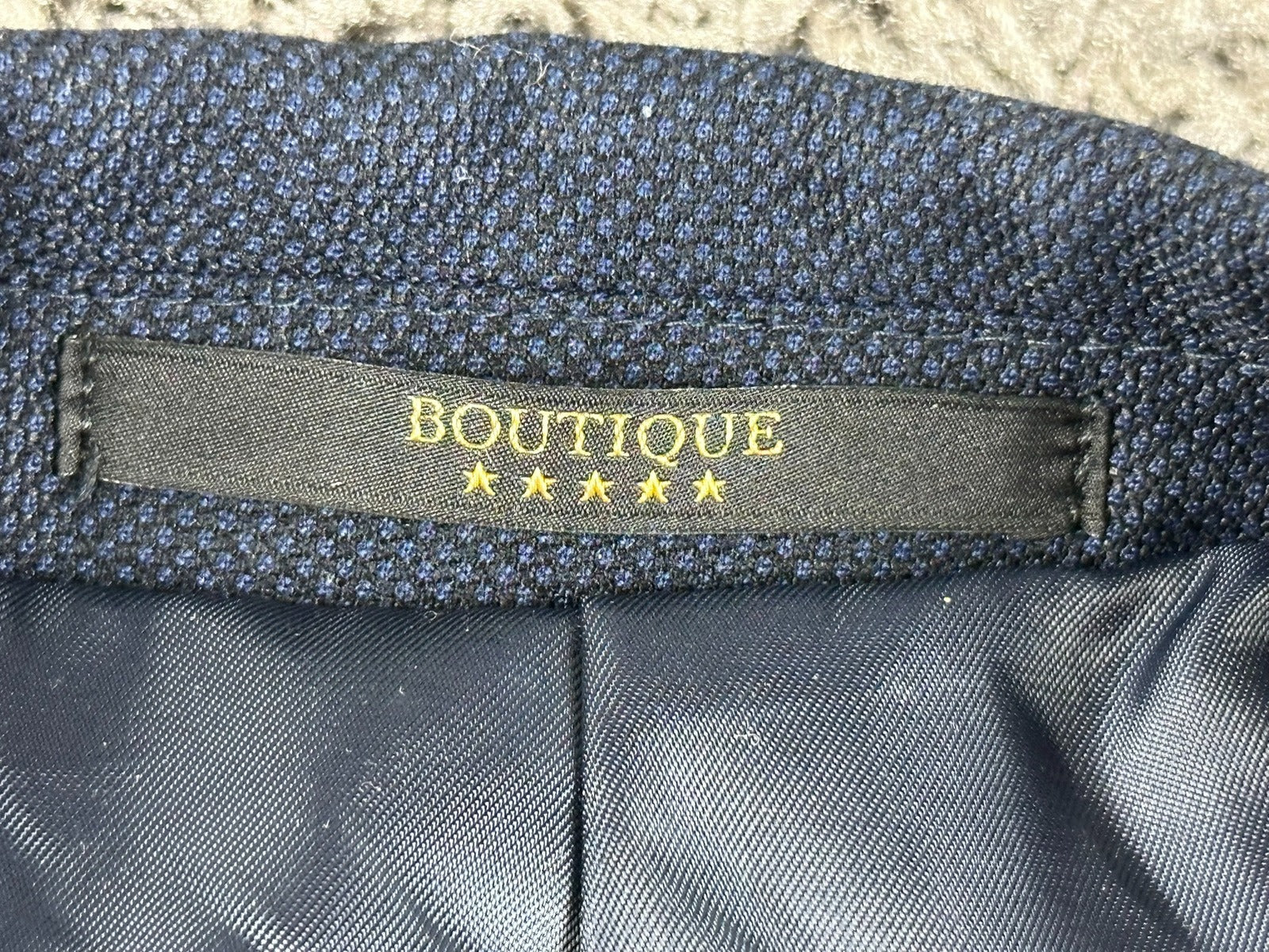 Doppelganger Roma Mens Suit 38R Navy Blue Blazer Pants 32x27 Stretch