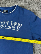 Hurley Mens M Blue Varsity Logo Crewneck Fleece Sweatshirt Ribbed Side Panels