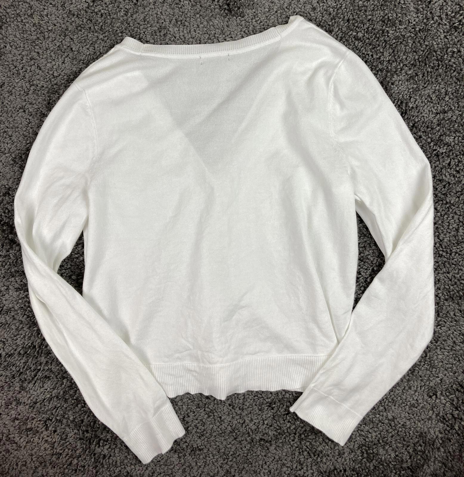 Halogen Cardigan Sweater Women Small White Button Front  Lightweight Soft Knit