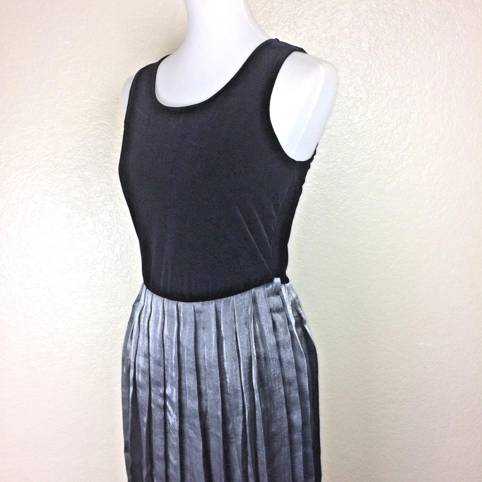 Hillard & Hanson Womens Black Silver Velvet Pleated Dress Jacket Set Sz 8 Formal