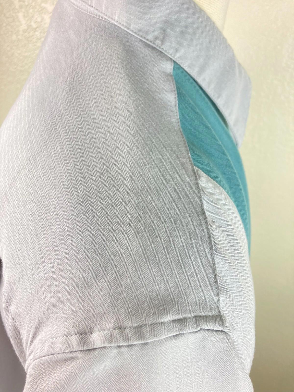 Cubavera Men's Gray wGreen with Contrast Panel & Embroidery Shirt Size XL