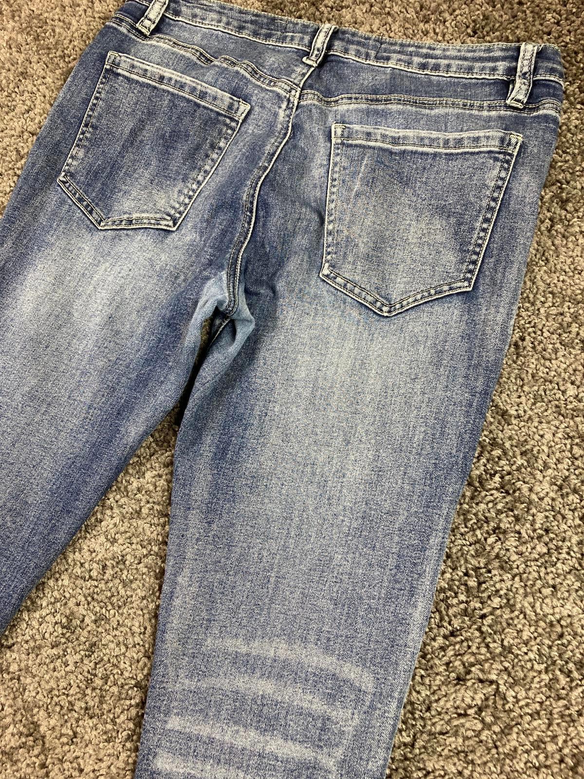 Ashley Mason Distressed Skinny Jeans Blue with Zip Pockets – Girls Size 11