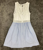 Lilly Pulitzer Alivia Fit & Flare Eyelet Lace Seersucker Blue White Dress Sz 2