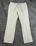 Perry Ellis Mens Linen Blend Drawstring Pants 34x32 Beige Beach Resort Chino