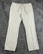Perry Ellis Mens Linen Blend Drawstring Pants 34x32 Beige Beach Resort Chino