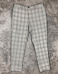Zara Gray Plaid Dress Pants Womens Elastic Waist Tapered Slim Fit Trousers XL 34