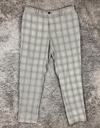 Zara Gray Plaid Dress Pants Womens Elastic Waist Tapered Slim Fit Trousers XL 34