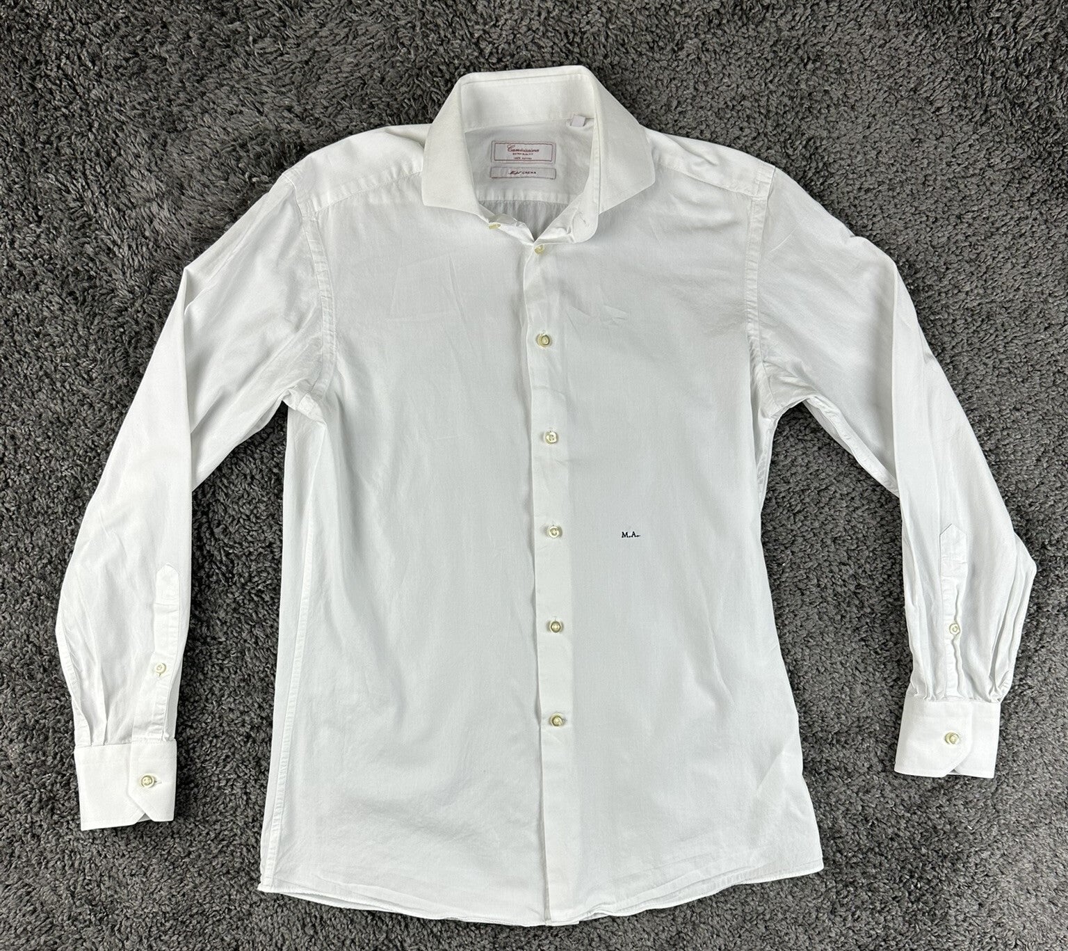Camicissima Milano Dress Shirt Mens 39/15.5 White Extra Slim Fit Model Crema
