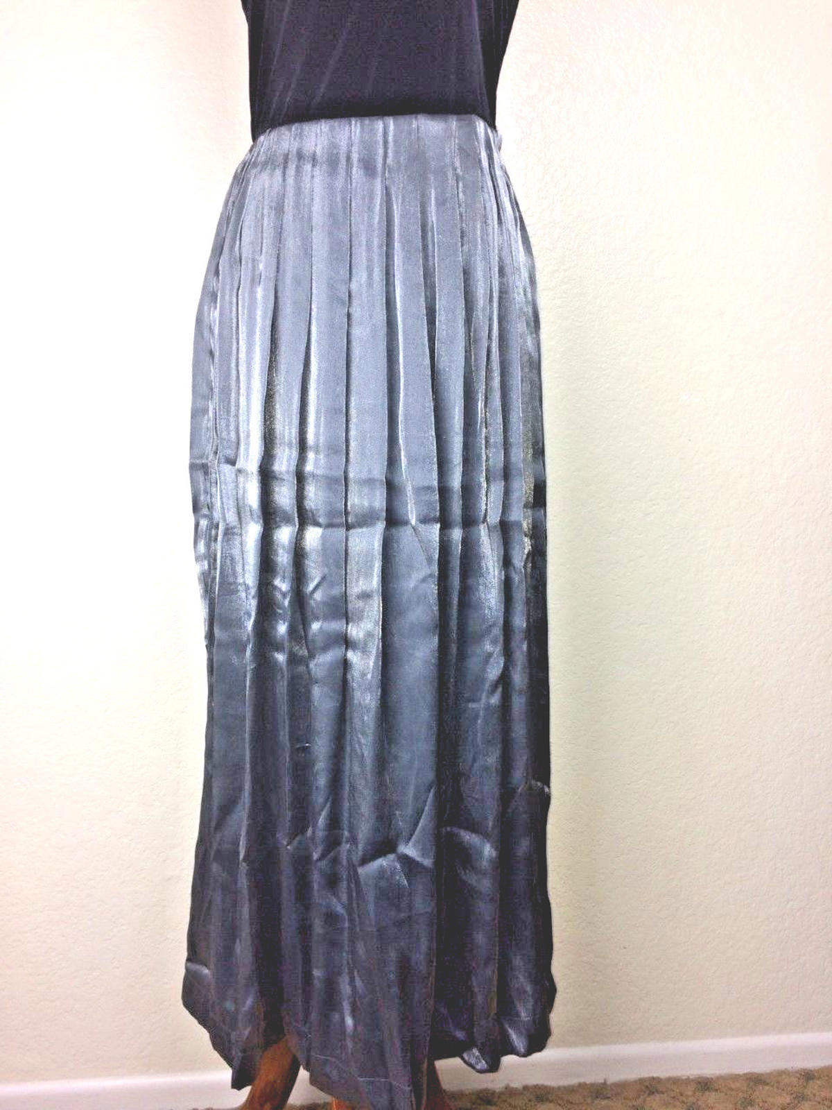 Hillard & Hanson Womens Black Silver Velvet Pleated Dress Jacket Set Sz 8 Formal