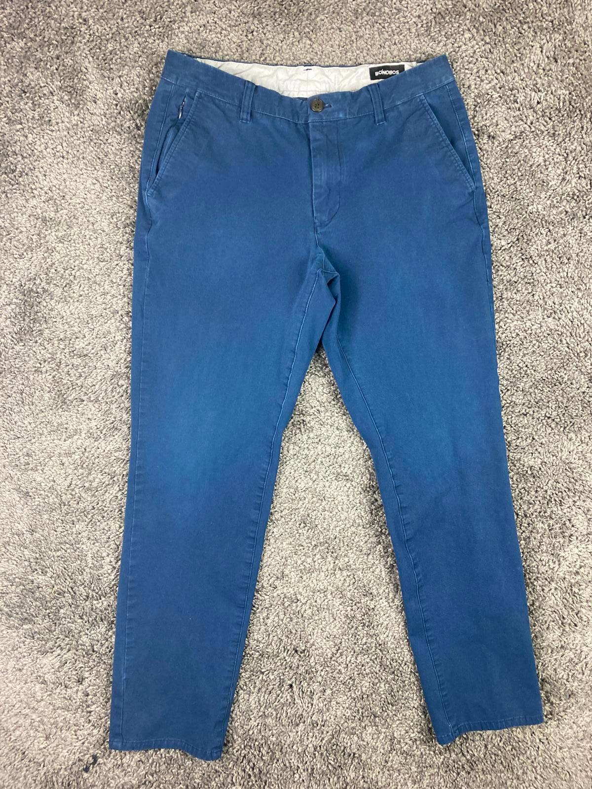 Bonobos Slim Fit Stretch Chino Pants Blue Men's Size 32x32 Zip Pocket