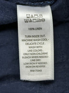 Nicole Miller New York 100% Linen Shorts M Navy Blue Patch Pocket Elastic Waist