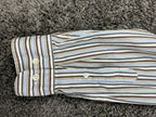 Faconnable Mens XL Shirt Classique Deauville BrownBlue Striped Button Up