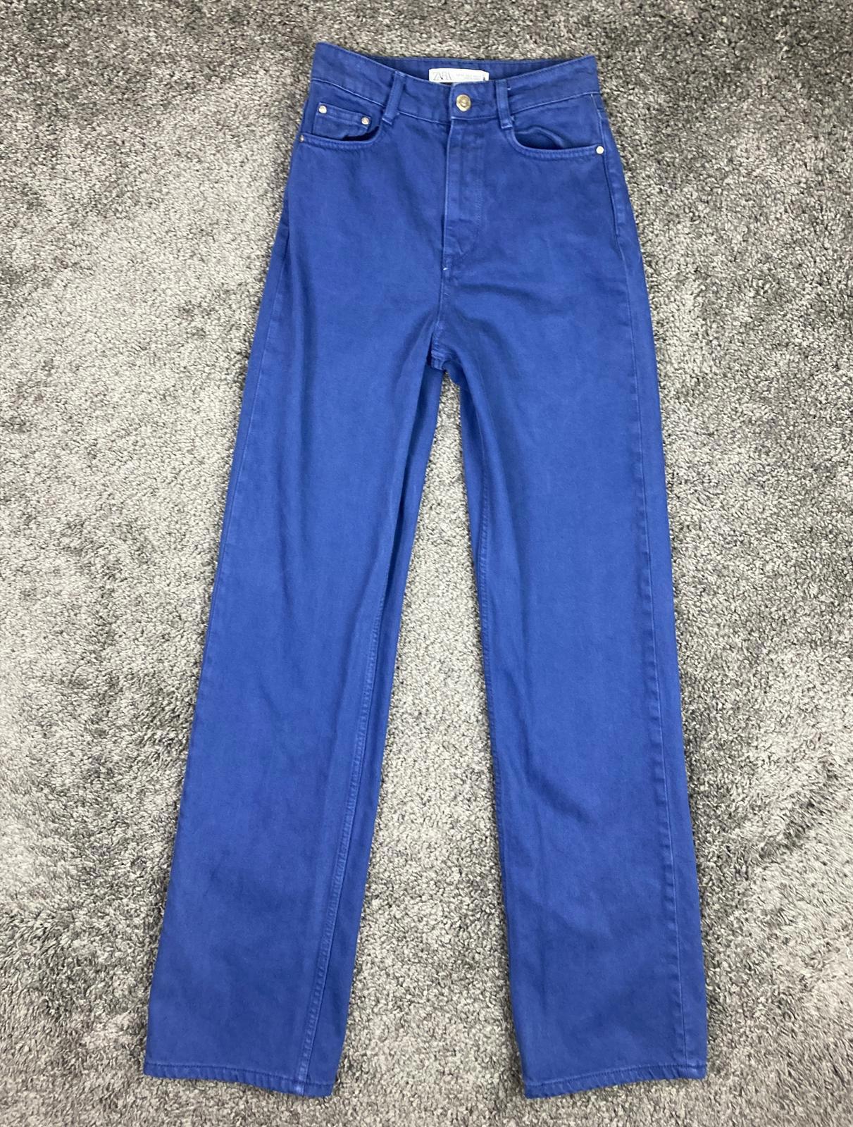Zara Jeans Women's Blue High Rise Wide Leg Full Length 100% Cotton Size 2