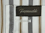 Faconnable Mens Striped Button Down Shirt White Gray Tan Size XL Relaxed Fit